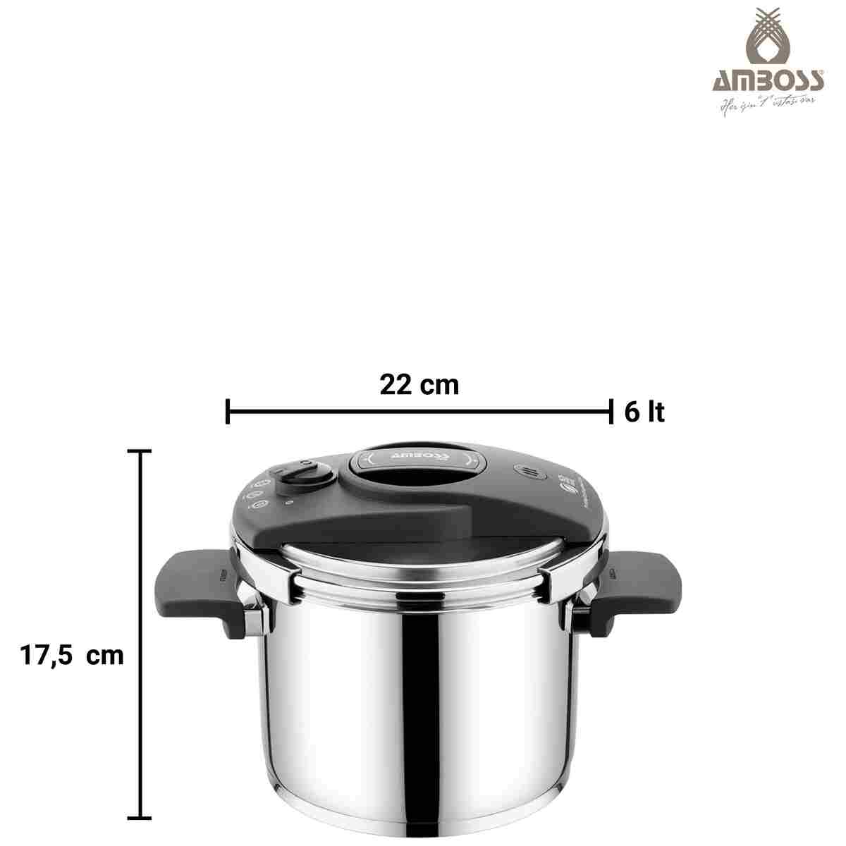 Amboss Cook Master 7 Parça Çok Fonksiyonlu Paslanmaz Çelik Buharlı Düdüklü Tencere Seti - Görsel 4