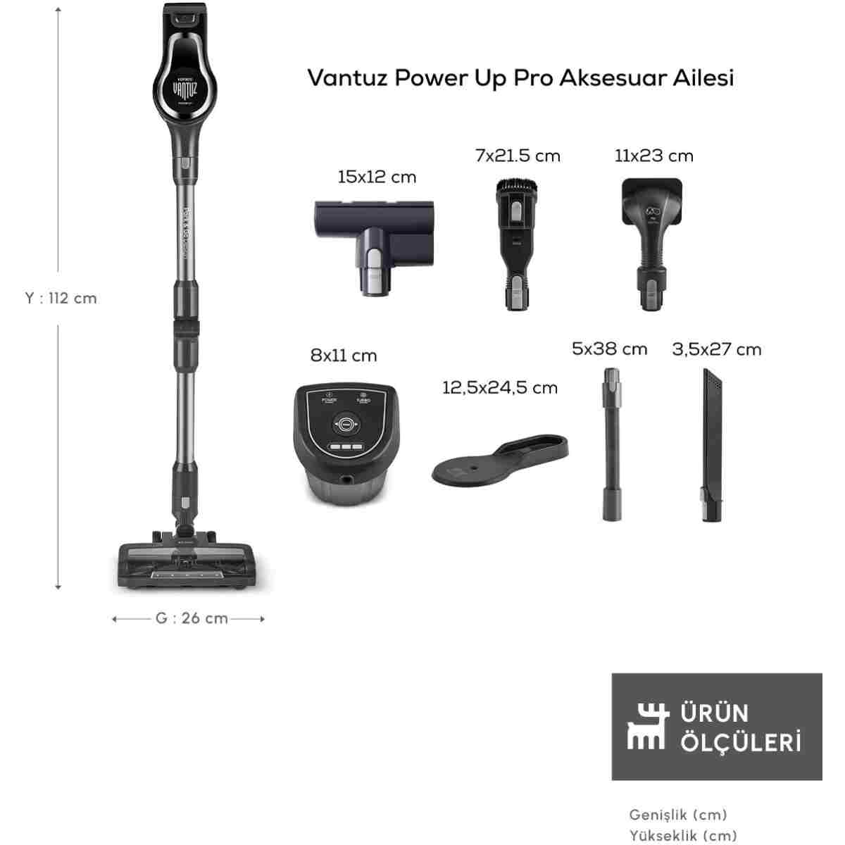 Karaca Power Up Pro Dik Süpürge Black Chrome 350 W - Görsel 2