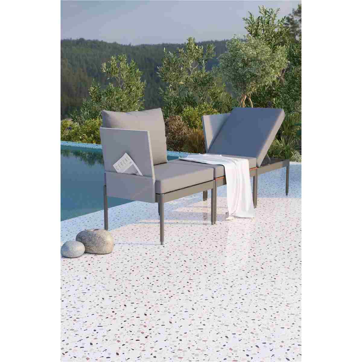 Limni Home Mini Multilounge Bahçe Balkon Seti, Şezlong - Görsel 8