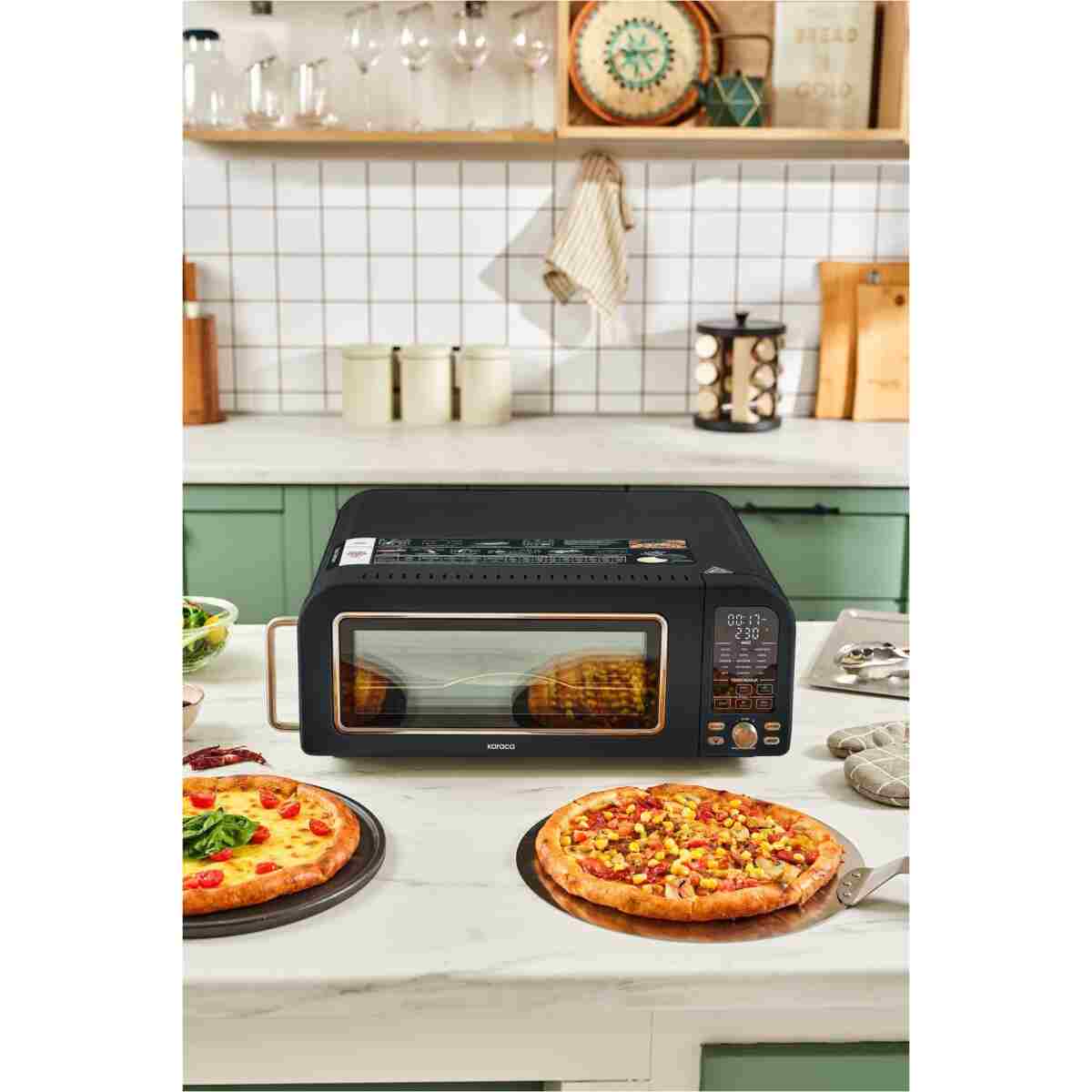 Karaca Multicrust Artisan Retro Pizza Makinesi ve Airfryer Mat Siyah - Görsel 5