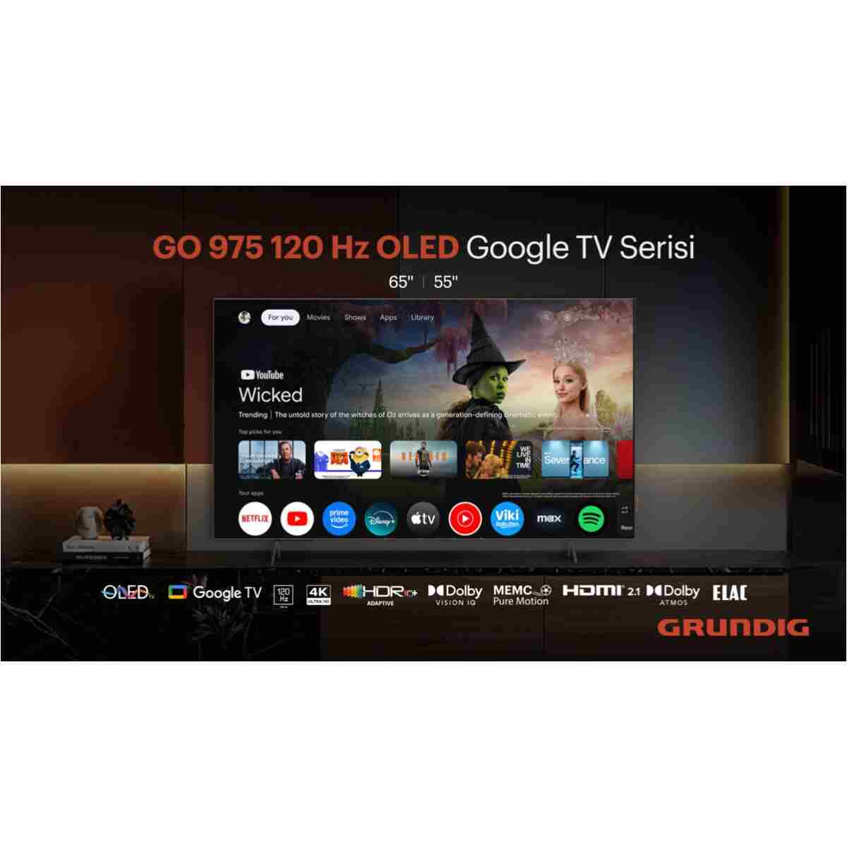 Grundig 65GO975A 65inc 164 cm 4K UHD Google Smart OLED TV,Uydu Alıcılı - Görsel 2