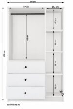 Metalia Gm 308 Ece Lüx 3 Kapı 3 Çekmeceli Düğme Kulplu Gardırop - Görsel 5