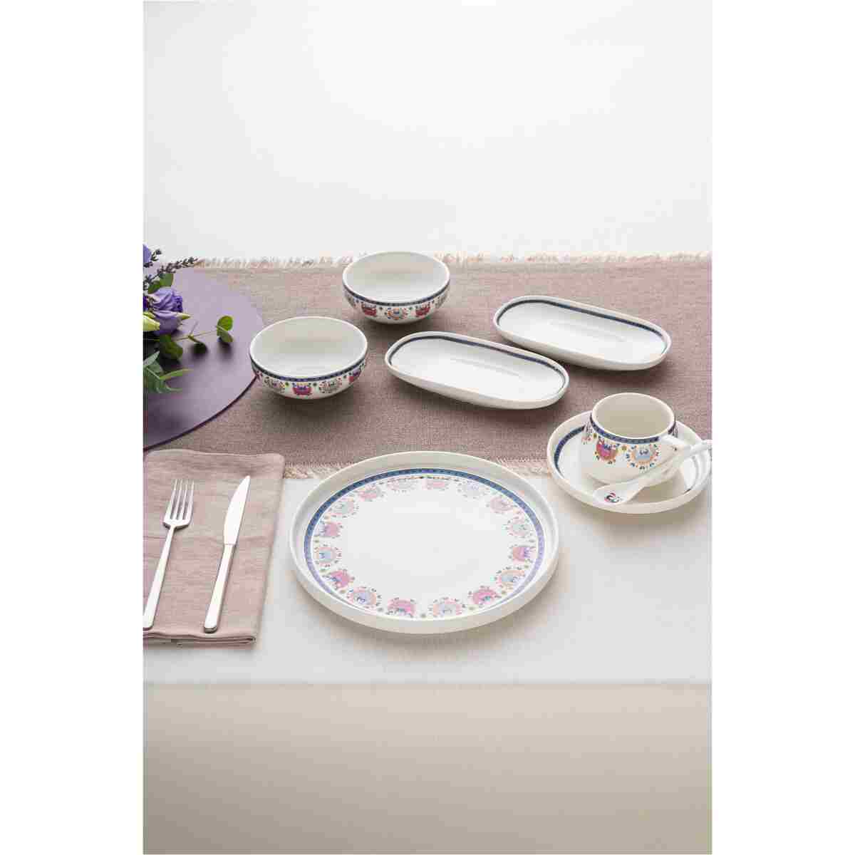 Emsan Ethnic Pink Porselen 32 Parça 6 Kişilik Kahvaltı / Servis Takımı - Görsel 12