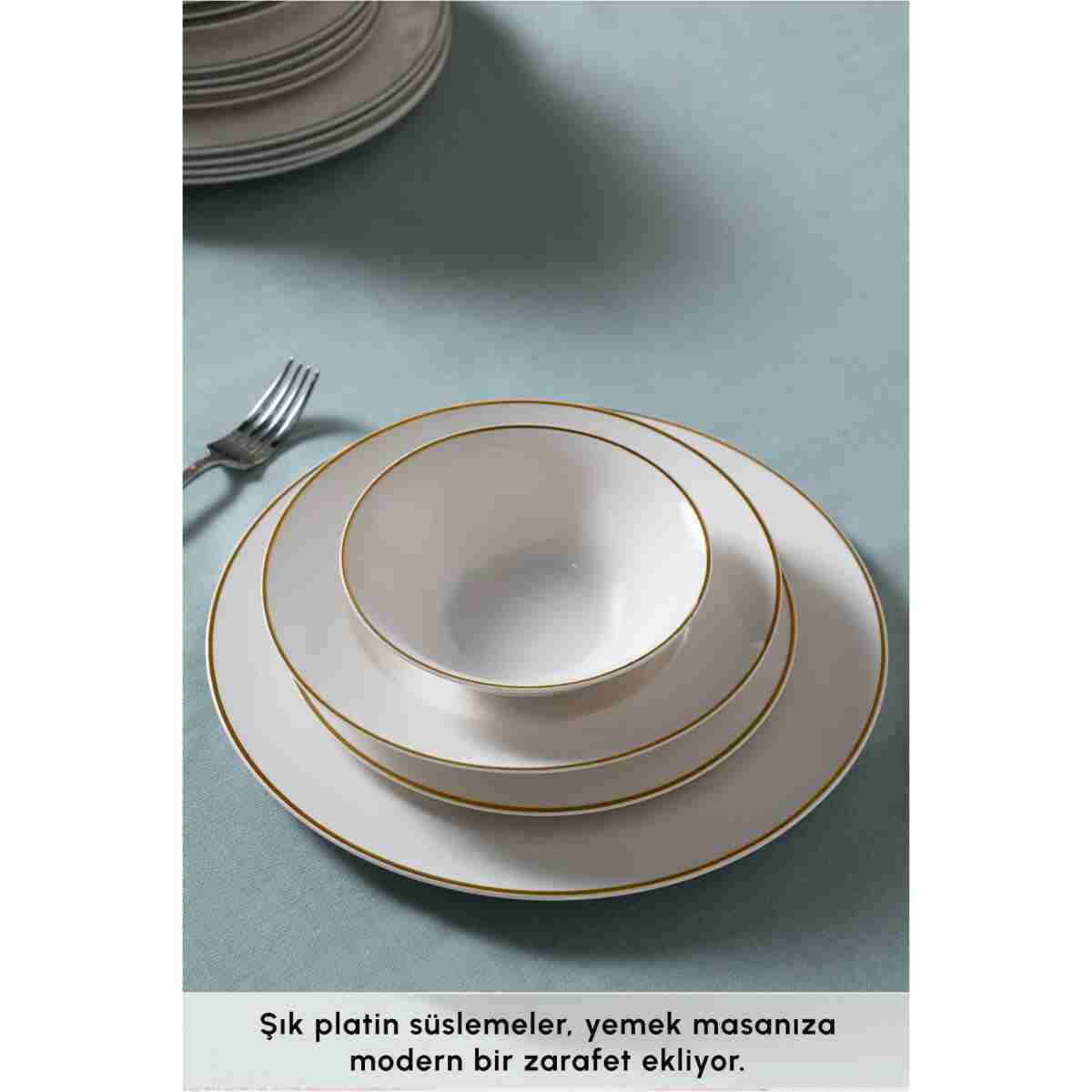 Karaca Elegance Bone Rebeca 24 Parça 6 Kişilik Yemek Takımı Gold - Görsel 4