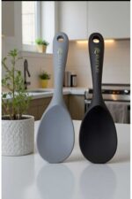 elfnur (2 Adet Ultra Sert Uçlu Silikon Pilav Kaşığı Yüksek Isıya Dayanıklı Yanmaz Yapışmaz 22 Cm - Görsel 4
