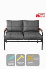 UFUK HOME 2'li Koltuk Bahçe Mobilyası Bahçe Takımı Metal Balkon Takımı Çay Seti - Görsel 3