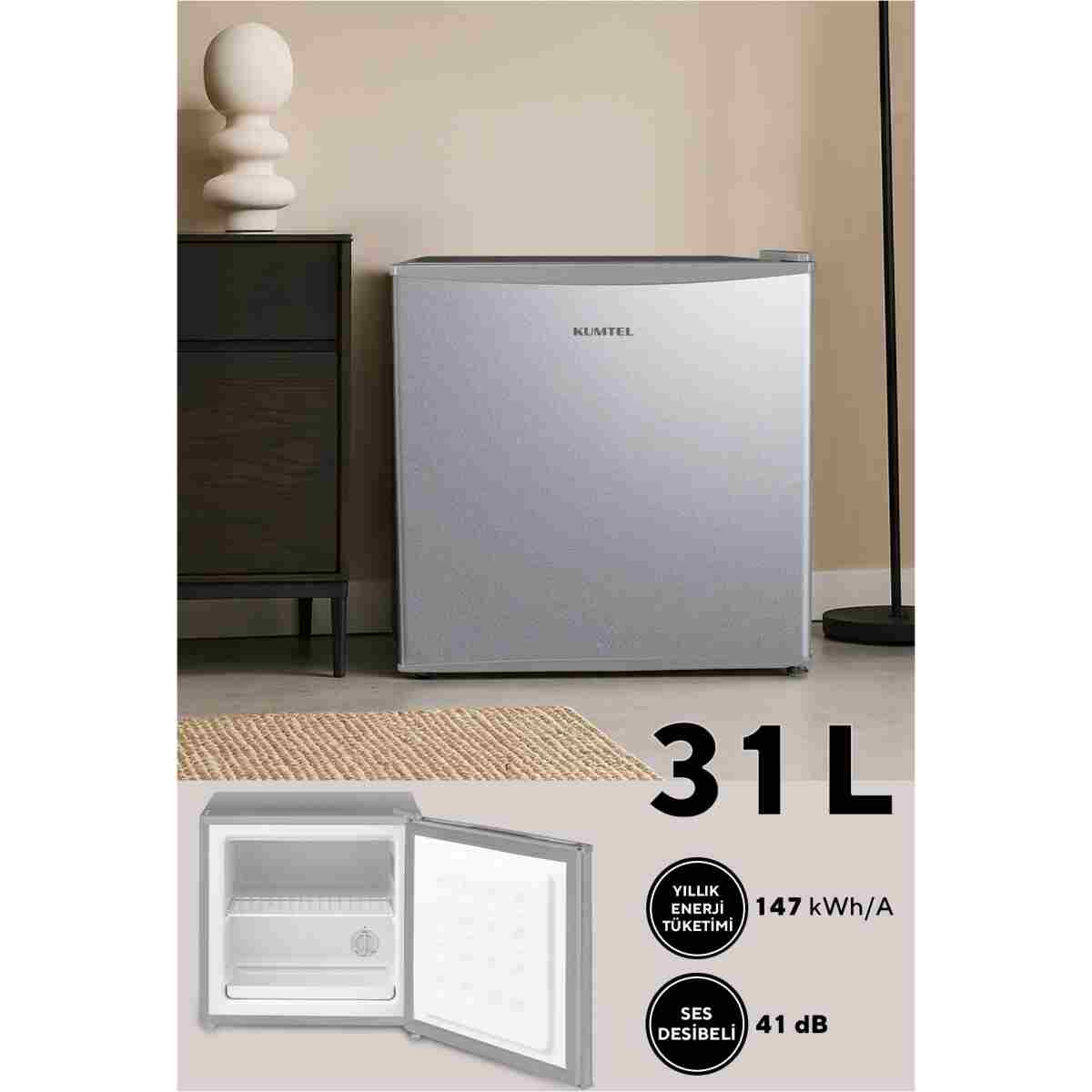 KUMTEL 31L Mini Dondurucu Silver HFR-50SL - Görsel 2