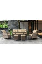 Tu Tienda PETRA 3+1+1+MASA+2PUF BAHÇE BALKON MOBİLYASI,GRİ RATTAN/VİZON KUMAŞ - Görsel 13