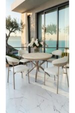 fursimo Adore Serisi Açılabilir Yemek Masası Takımı 100x100 → 135x100 cm | 1. Sınıf MDF Lak Panel | Metal Ay - Görsel 6