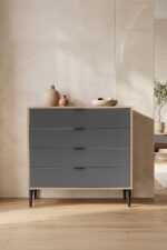 SARMOBİ Arden 4 Çekmeceli Şifonyer 90x88x40 cm Beyaz – Modern Tasarım - Görsel 6