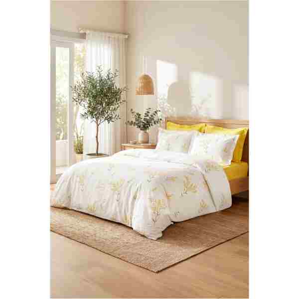 Karaca Home Loretta Sarı %100 Pamuk Çift Kişilik Nevresim Takımı (PP)