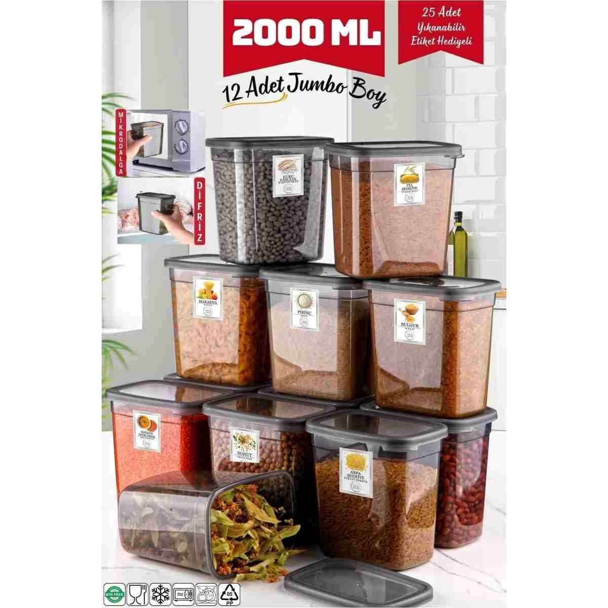 Nandy Home 6 Adet Jumbo Boy Dikdörtgen Saklama Kabı 2000 Ml Antrasit - Görsel 6