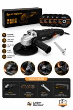 Lieber German Bakır Sargılı 1500W 115 Mm Devir Ayarlı Spiral Avuç Içi Kesme Ve Taşlama Makinası + 5 Taş