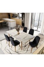 UZMHOME EZGİ 6 Kişilik Açılır Masa Sandalye Takımı Mutfak Masası Takımı Salon Masası Yemek Masası Takımı - Görsel 8