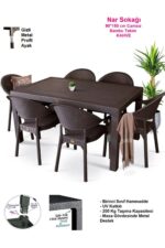 nar sokağı Bambu Kapiçino 90x150 Cm Camsız Rattan Bahçe Balkon Masa Takımı - Görsel 11