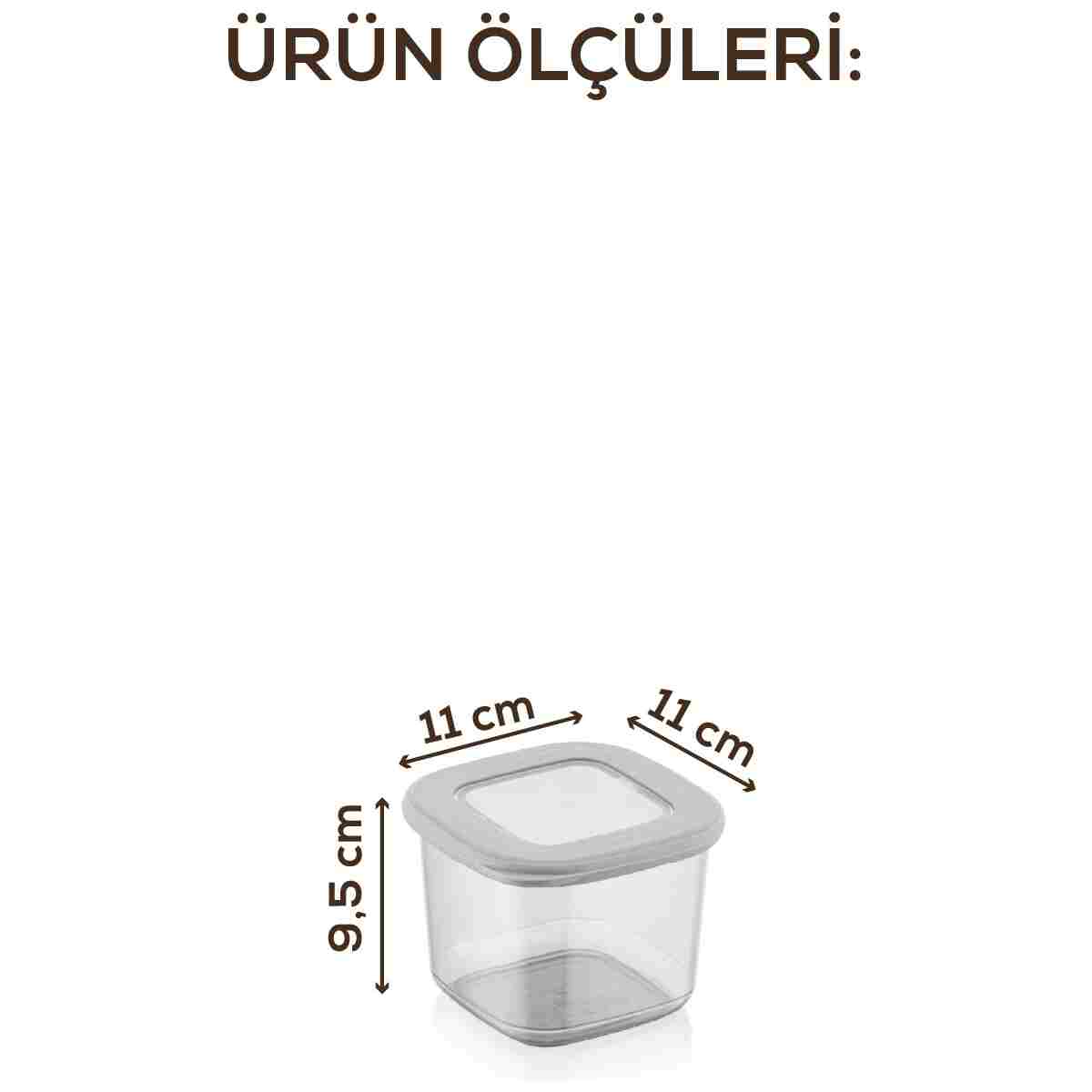 Vienev Foly 12'li Set Küçük Boy 0,55 Litre Etiketli Kaşıklı Kare Erzak Saklama Kabı Beyaz - Görsel 4