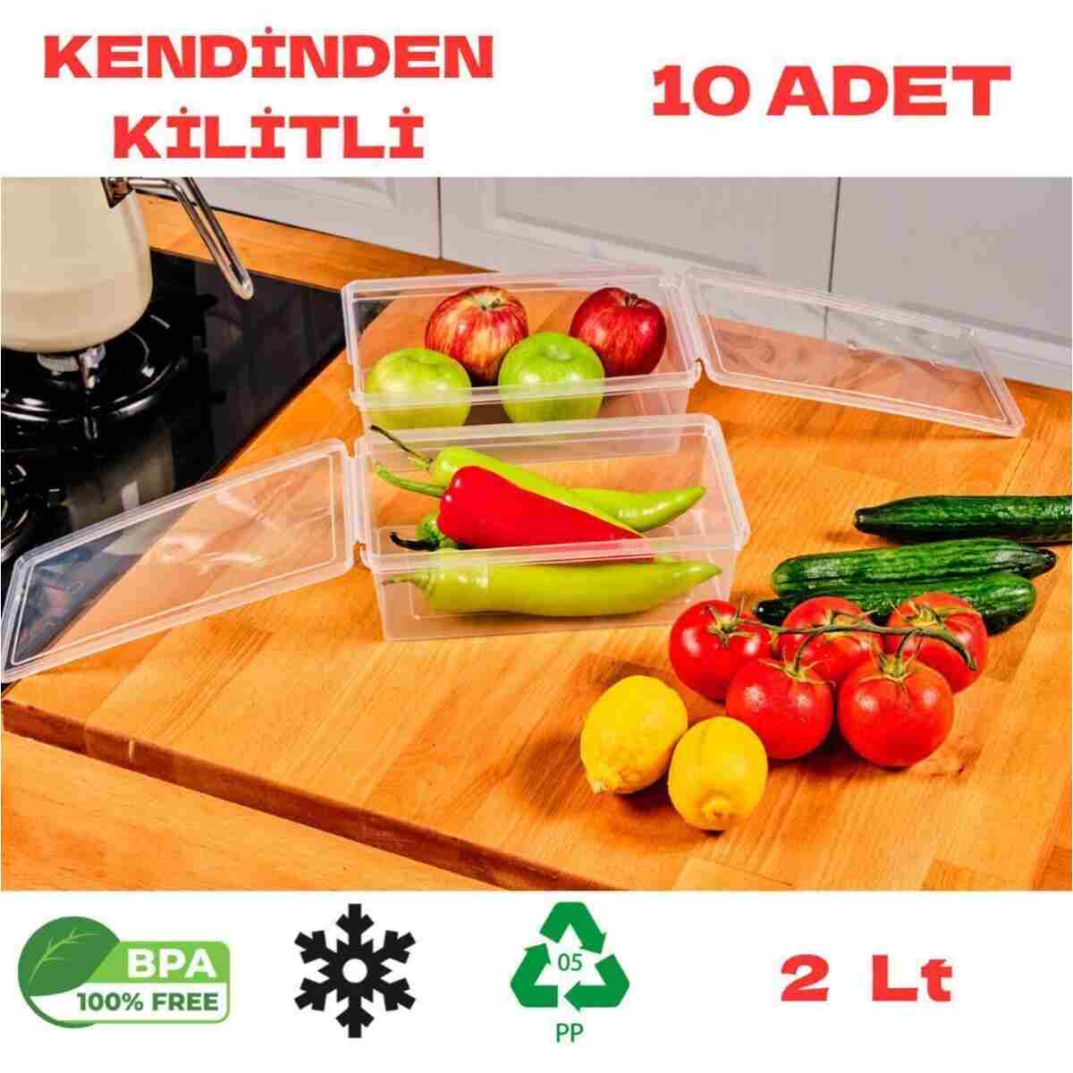 SUPERPUP Saklama Kabı 10 Adet 2 Lt Kilitli, Dondurucu,buzdolabı,erzak,oyuncak,yemek,kahve,malzeme Kutusu,gıda - Görsel 3