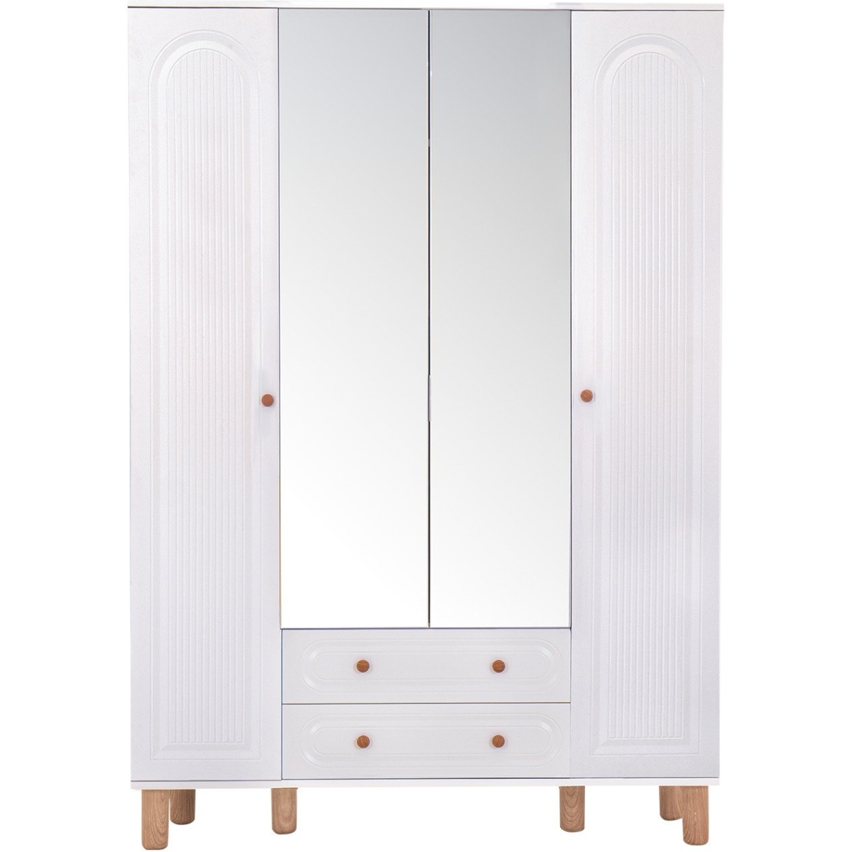 Kilim Mobilya Bohera Plus Aynalı Dört Kapaklı Dolap (MDF kapaklı, yüksek ayaklı, iki çekmeceli, 200cm yükseklikte) - Görsel 14