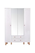 Kilim Mobilya Bohera Plus Aynalı Dört Kapaklı Dolap (MDF kapaklı, yüksek ayaklı, iki çekmeceli, 200cm yükseklikte) - Görsel 14