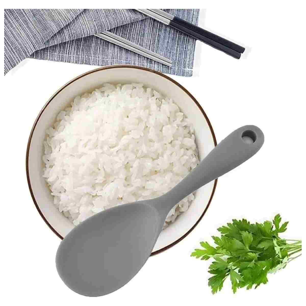 BRE HOME 22 cm ultra sert uçlu silikon pilav kaşığı yüksek ısıya dayanıklı Yanmaz Yapışmaz - Görsel 4