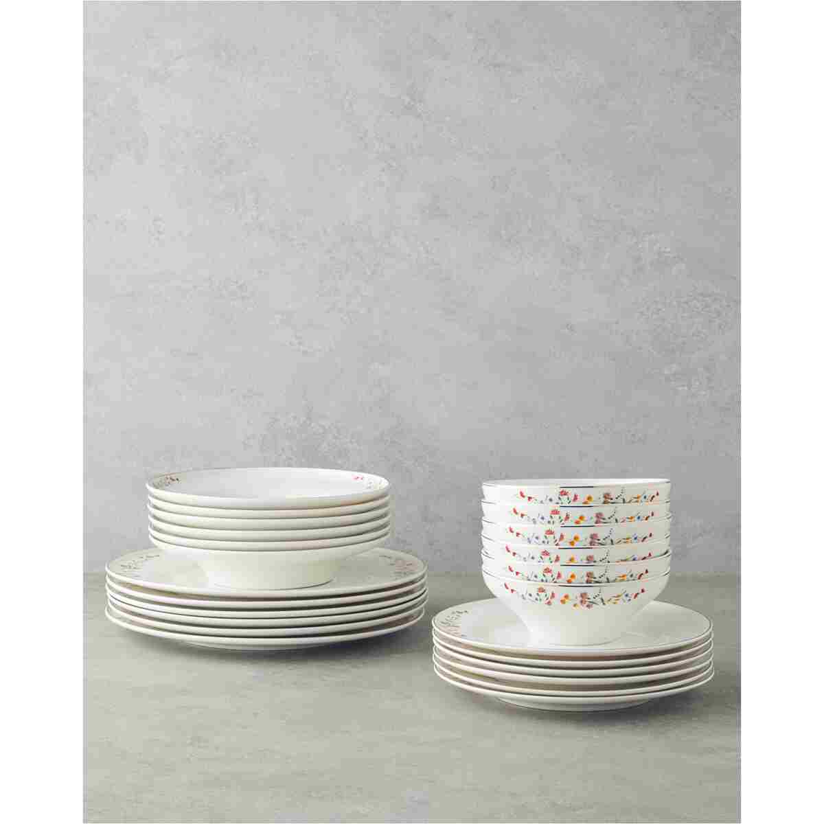 English Home Floral Symphony Bone Porselen Yemek Takımı 24 Parça 6 Kişilik Renkli - Görsel 2