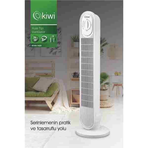 Kiwi Kfan-7429 Ayarlanabilir Hızlı 80° Salınım Fonksiyonlu Kule Tipi Vantilatör