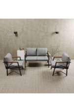 MB GARDEN FURNITURE Simetri Model, Balkon, Bahçe, Cafe, Metal Koltuk Takımı, Bahçe Takımı , Çay Seti, 2+1+1 süngerli