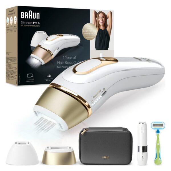 Braun IPL Silk·expert Pro 5, Evde Lazerle Tüy Alma, Mini Yüz Tüy Alma Cihazı, 2 Başlık, PL5146