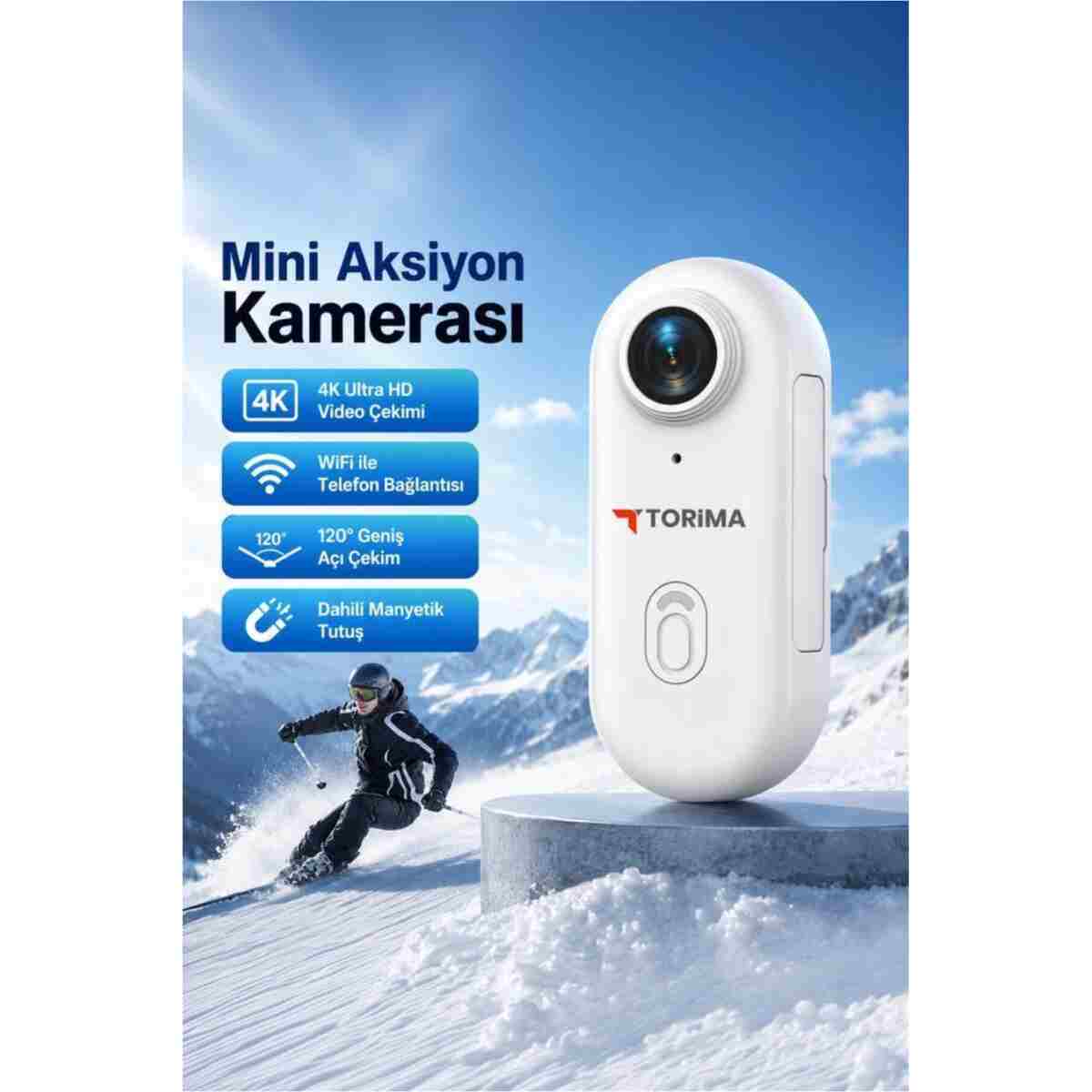Torima Aksiyon Kamerası 1080 P Manyetik Giyilebilir Geniş Açılı Klips Tasarımlı Kamera CMR34 Beyaz - Görsel 3
