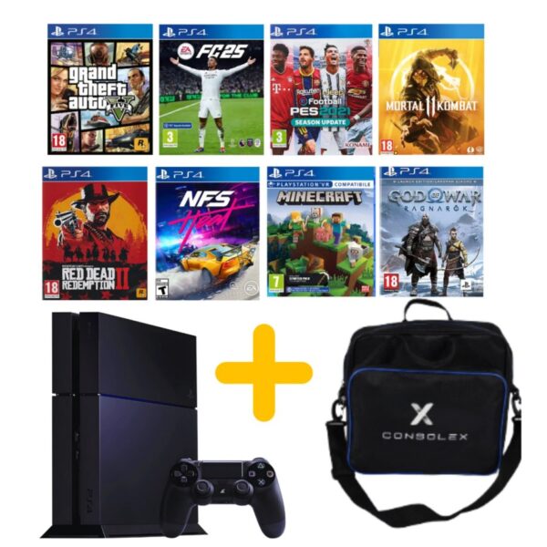 Sony PS4 Standart 1TB (Yenilenmiş) + Tek Kol + ConsoleX Çanta + 12.02v Yazılım
