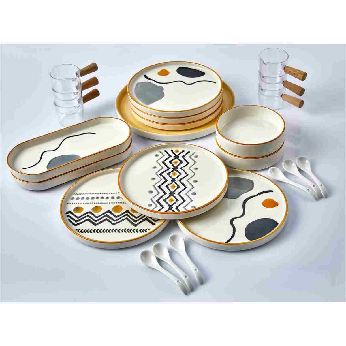 Kitchen Life 23 Parça 6 Kişilik Axial Stackable Kahvaltı Takımı - Sosluklu ve Kaşıklı Kahvaltılık Sunum Seti - Görsel 5