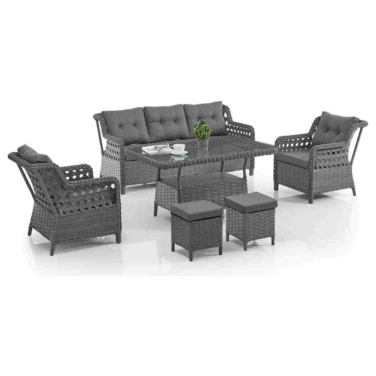 Evdemo Deniz Rattan Puflu Bahçe Balkon Takımı 3+1+1 Gri - Görsel 6