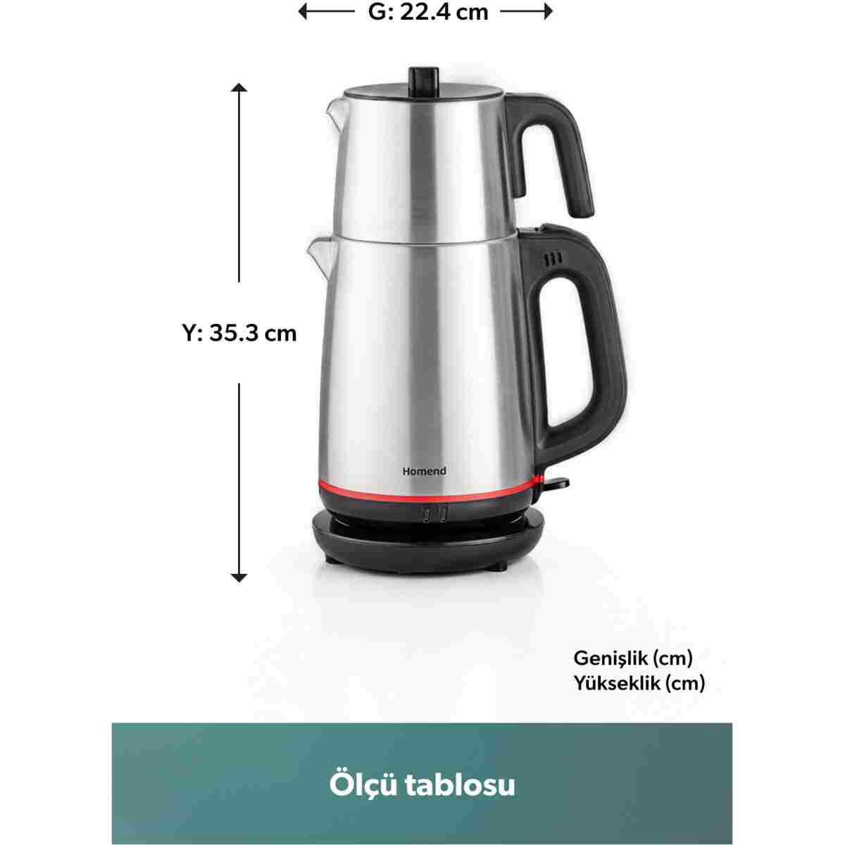 HOMEND Royaltea 1711h Inox Çay Makinesi Siyah - Görsel 10
