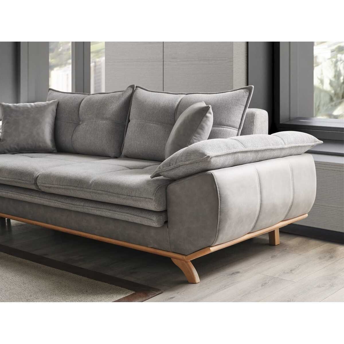Velura Home & Living Azir Koltuk Takımı & Bazalı Yataklı Koltuk Takımı 3 3 1 - Nubuk Bukle Kumaş - Görsel 7