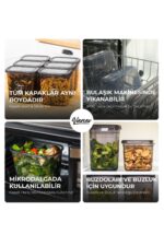 Vienev Beyaz Serigrafi Etiketli 12li Peggy Dikdörtgen Saklama Kabı Seti 1500 Ml Antrasit - Görsel 7