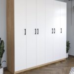Bofigo 6 Kapaklı 16 Raflı Gardırop Elbise Dolabı 6 Kapaklı Gardırop Smyrna Safir Meşe Beyaz