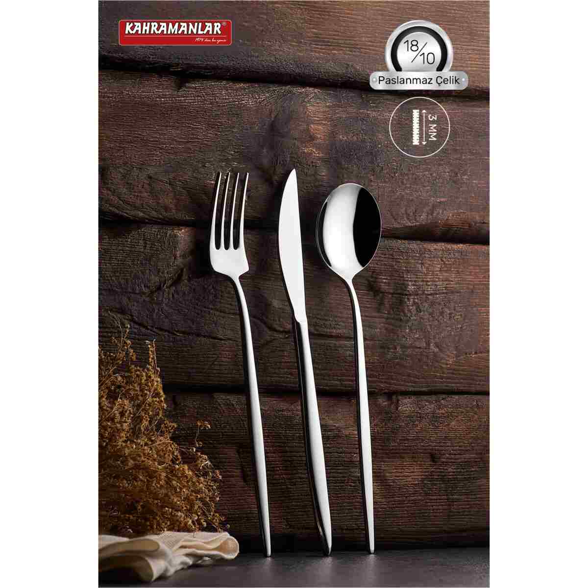 Kahramanlar Nil 60 Parça Çatal Kaşık Takımı - Görsel 6
