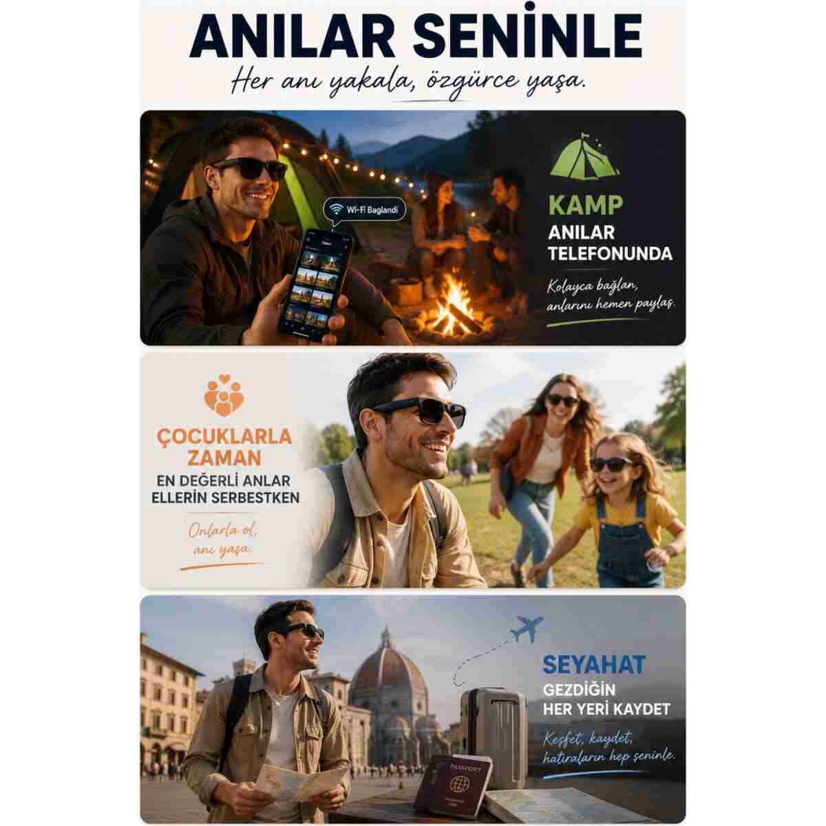 Zineets Ultra HD Eller Serbest Wifi Güneş Gözlük Aksiyon Kamerası Gizli Aİ Destekli Akıllı Gözlük Dİl Çevirici Özellikli - Görsel 10