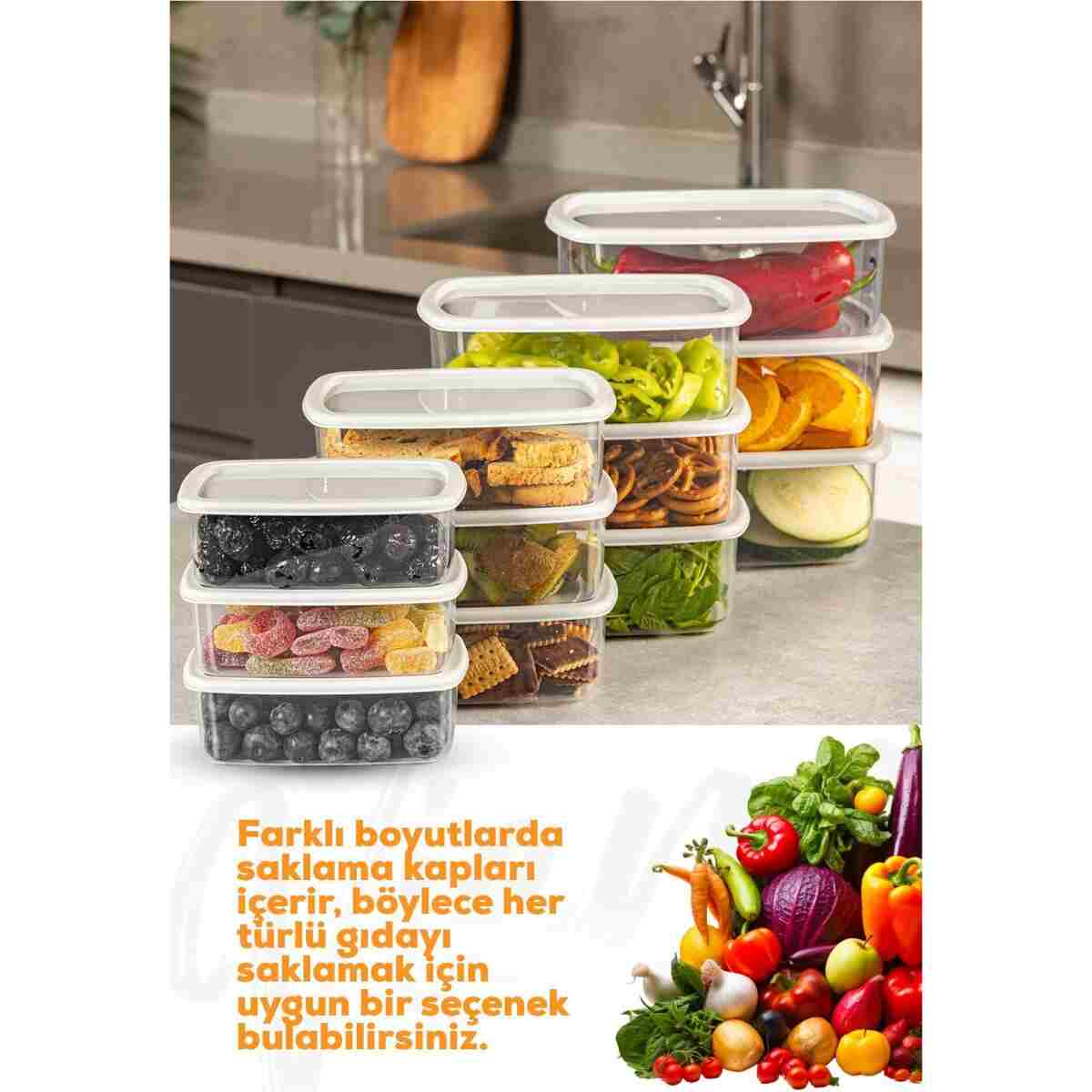 Vienev 12'li Hava Geçirmez Saklama Kabı Seti Gri 3x(250-500-750-1200 ML) - Görsel 2