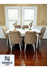 NUNKA HOME Şato Serisi Mutfak ve Salon Yemek Masası Takımı +6 Sandalyeli Gri Modern ve Şık Tasarım - Görsel 7