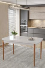 MEDA CONCEPT İnci Düz Beyaz Sabit 4 Kişilik Mutfak Masası Takımı Yemek Masası Takımı - Görsel 2