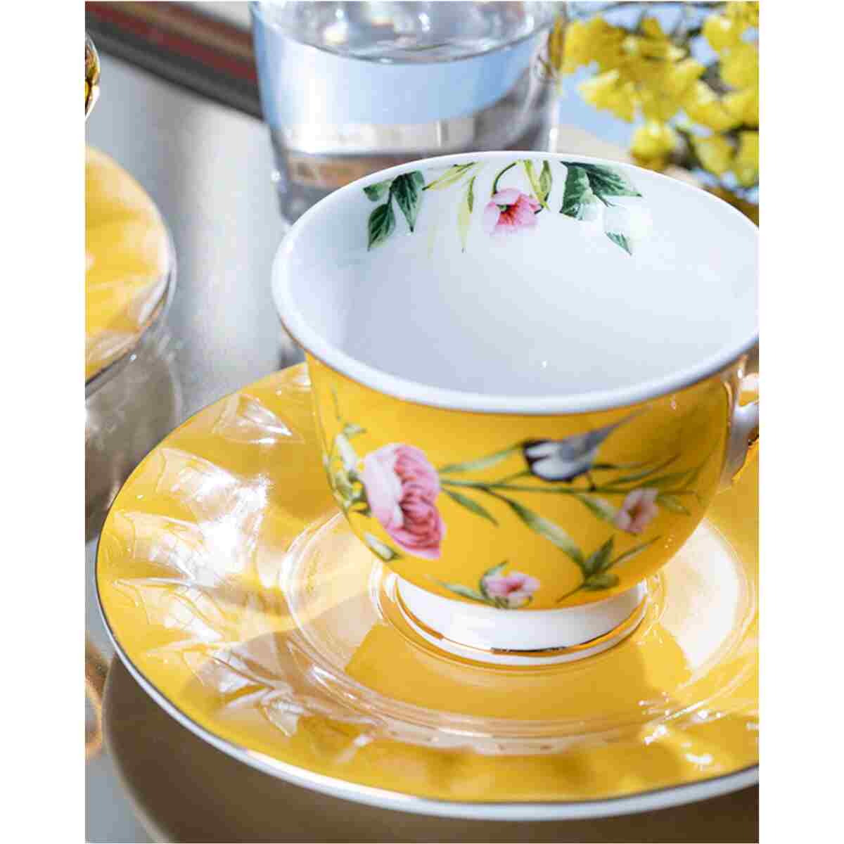 English Home Vanilla New Bone China 4 Parça 2 Kişilik Kahve Fincan Takımı Sarı - Görsel 3