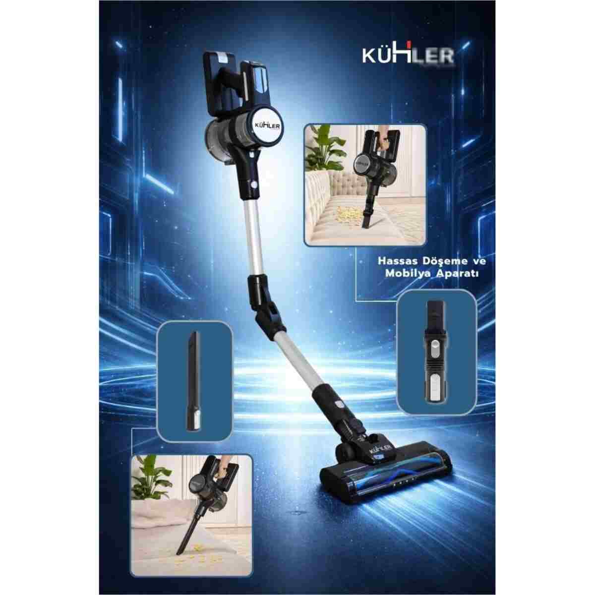 kühler Kraftmax Pro KH-V800 Kablosuz Turbo Fırçalı Katlanır Esnek Boru Teknolojisi Dikey Şarjlı Süpürge - Görsel 3