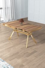 Canisa Prah Serisi 90x160 Lak Panel Hazar Gold Ayak Masa Takımı 6 Cappucino Sandalye - Görsel 3