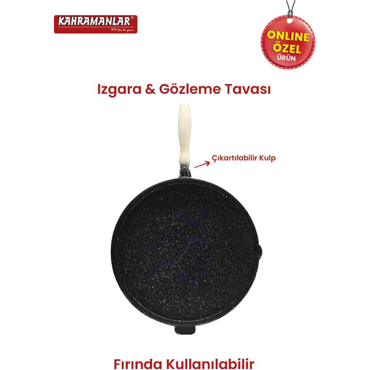Kahramanlar 36 Cm Çok Amaçlı Çift Taraflı Döküm Tava - Görsel 9