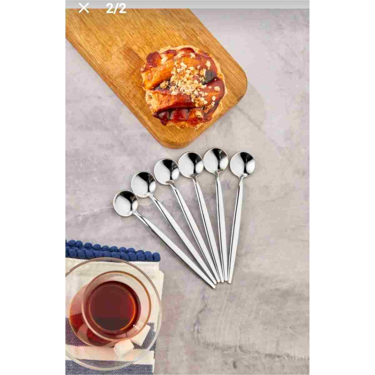 MADYMARK Gold Çay Kaşığı 6'lı Kahve Dondurma Tatlı Pasta Şeker Kaşık Set - Görsel 7