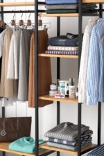 Bofigo 10 Raflı Metal Gardırop Metal Portmanto Açık Gardırop Elbise Dolabı Vestiyer Openix Çam - Görsel 5
