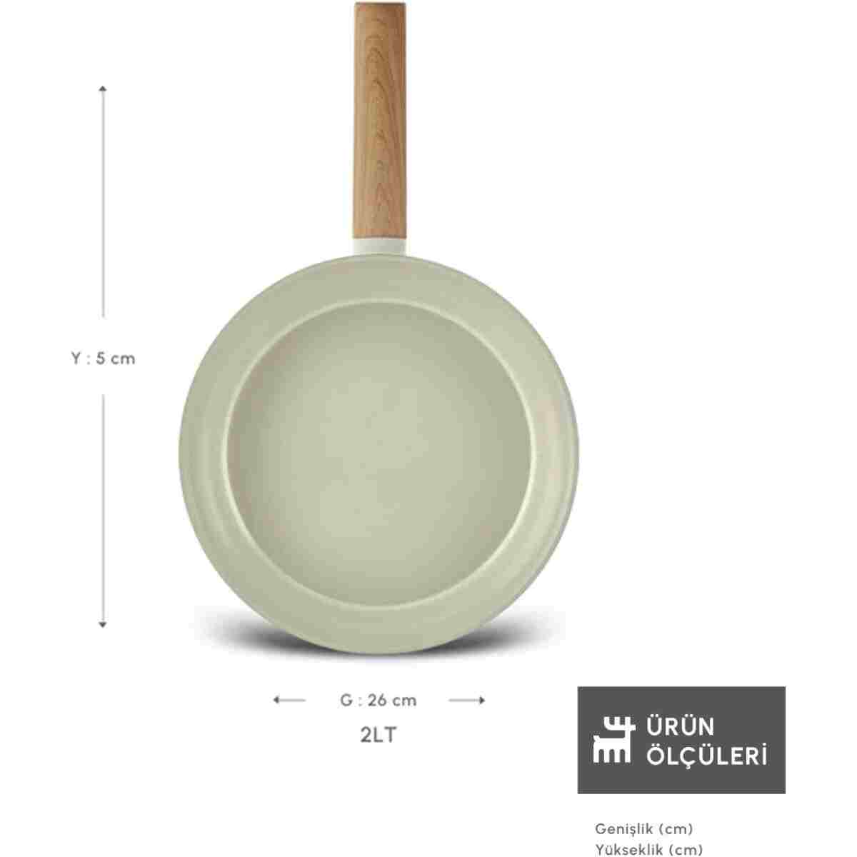 Karaca x Refika Swiss Crystal Almond Cream 0 Yağ İle Yanmaz Yapışmaz İndüksiyon Tabanlı Tava 26 Cm - Görsel 9