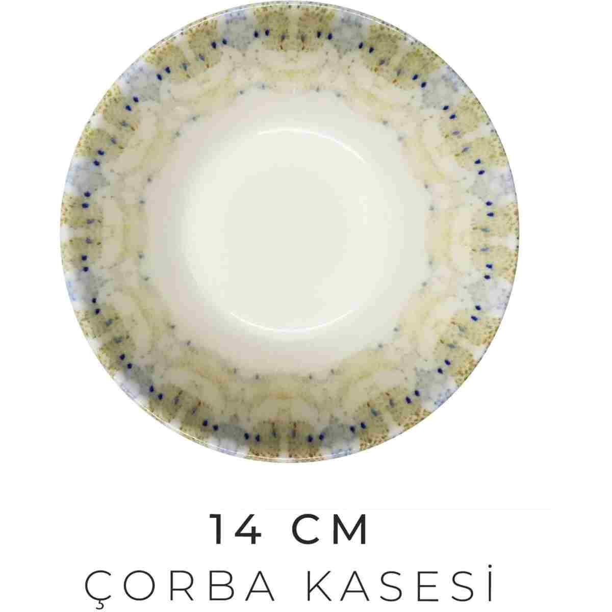Kitchen Life 12 Parça 4 Kişilik Mozaik Bahçesi Porselen Yemek Takımı - New Bone Yemek Seti - Görsel 4