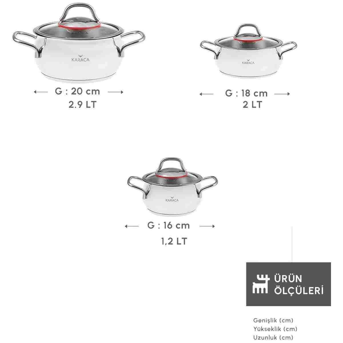 Karaca Emirgan İndüksiyon Tabanlı 6 Parça Çelik Midi Set - Görsel 11